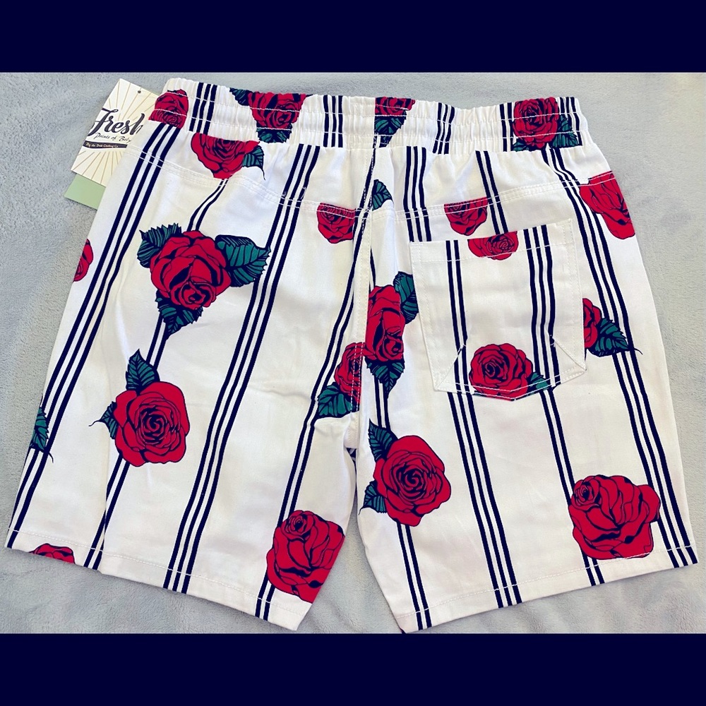 Rose Print Stretch Twill Shorts